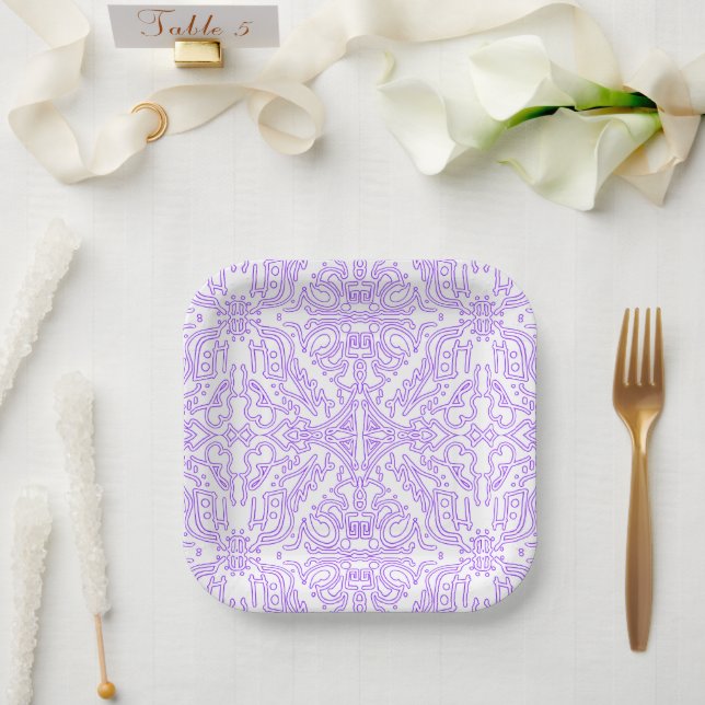 Mystic Nebula Lilac Paper Plates (Wedding)