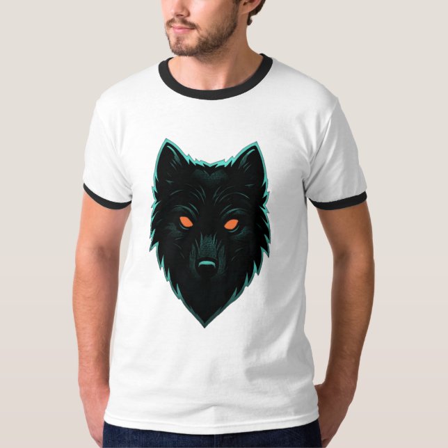 Mystic Neon Wolf Design T-Shirt (Front)