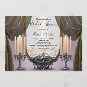 Mystic Night Gold Drapes & Candles Bridal Shower Invitation