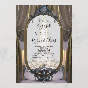 Mystic Night Gold Drapes Engagement Party Invitation