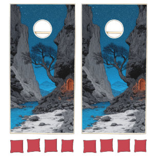 Mystic Night Mountain Landscape Cornhole Game Set