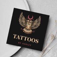 Mystic Night Owl Tattoo Artist Studio Social Media Square Business Card at Zazzle