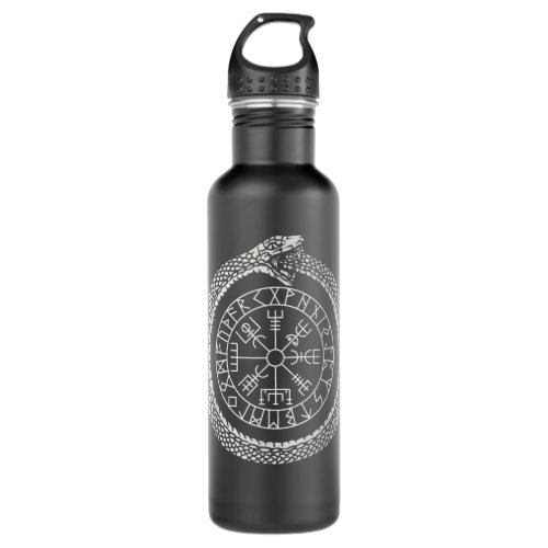 Mystic Ouroboros _ Ancient Viking Symbol Vegvisir  Stainless Steel Water Bottle
