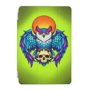 Mystic Owl and Skull – Digital Vibrant Style Art iPad Mini Cover