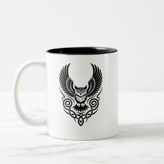 Mystic Owl Illustration Design Two-Tone Coffee Mug