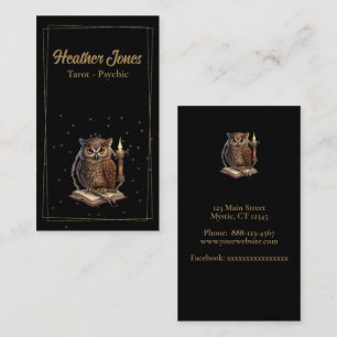 Mystic owl on black business card