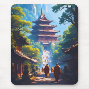 Mystic Pagoda Path at Sunrise Mouse Pad