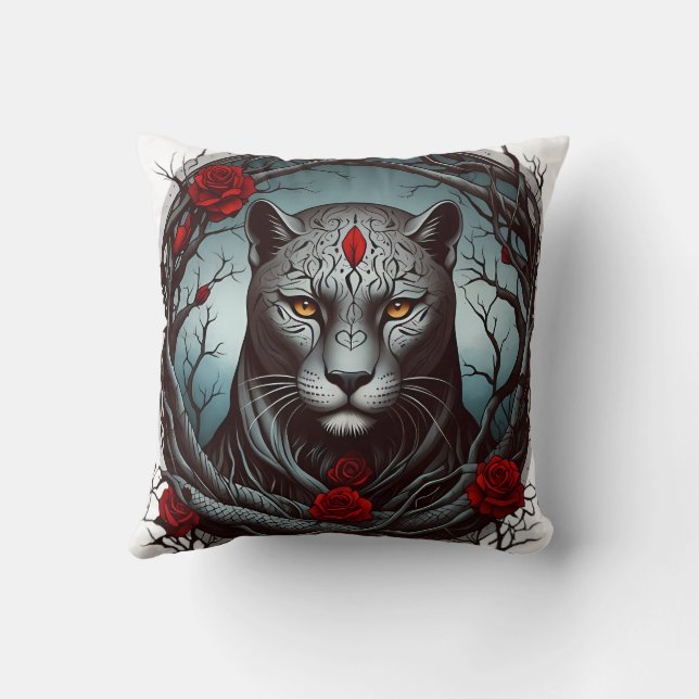 Mystic Panther or Enchanted Beast Throw Pillow (Back)