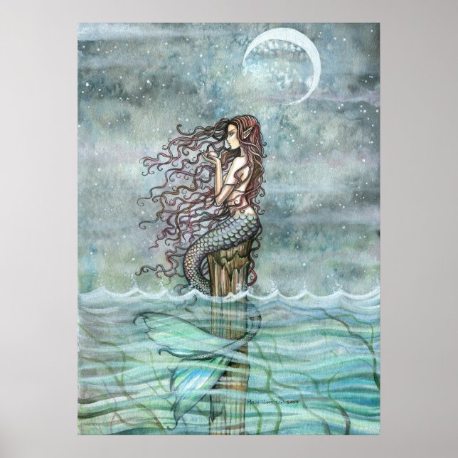 Mystic Pearl Mermaid Fantasy Art Poster Print (Front)