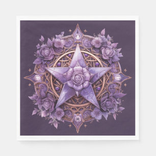 Mystic Pentacle – Purple Witchy Party Table Decor Napkins