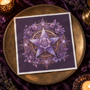 Mystic Pentacle – Purple Witchy Party Table Decor Napkins
