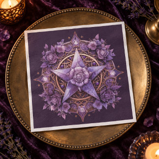 Mystic Pentacle – Purple Witchy Party Table Decor Napkins