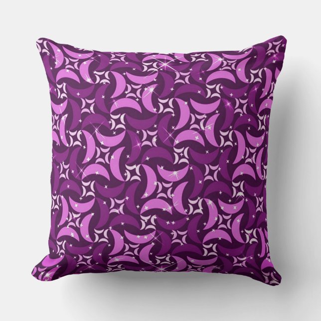 Mystic Pink Moons Pattern Throw Pillow (Front)
