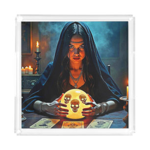 Mystic Psychic Fortune Teller Design Acrylic Tray
