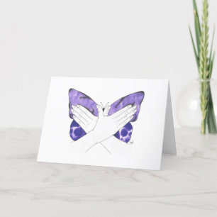 Mystic Purple Butterfly In ASL ( American Sign Lan Letterpress Thank You Card