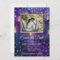 Mystic Purple Night Lanterns Bokeh Save The Date
