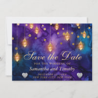 Mystic Purple Night Lanterns Bokeh Save The Date