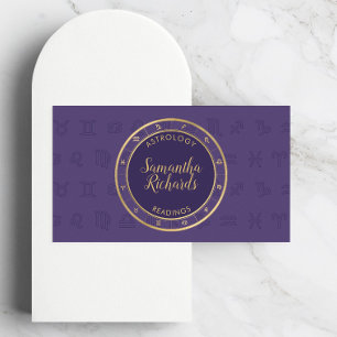 Mystic Purple Zodiac Astrology Business Card