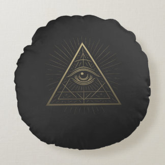 Mystic Pyramid — Eye of Providence Emblem Round Pillow