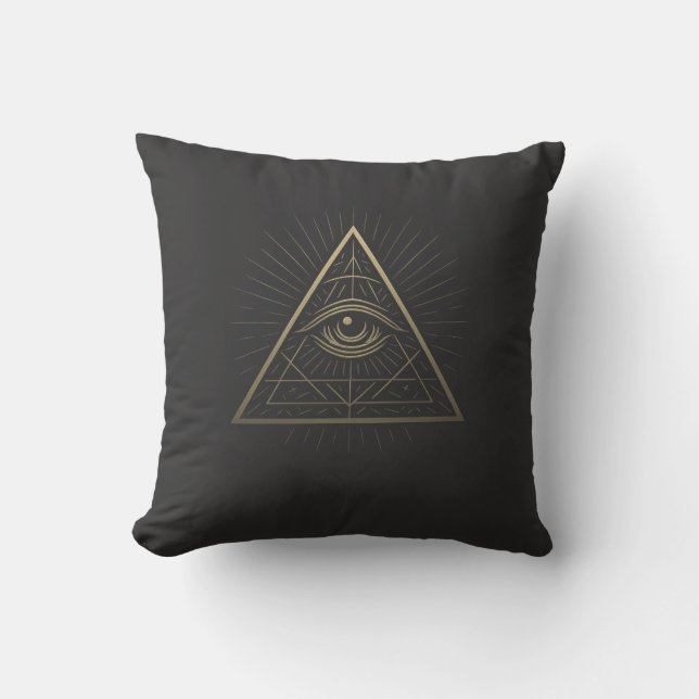 Mystic Pyramid — Eye of Providence Emblem Throw Pillow (Front)
