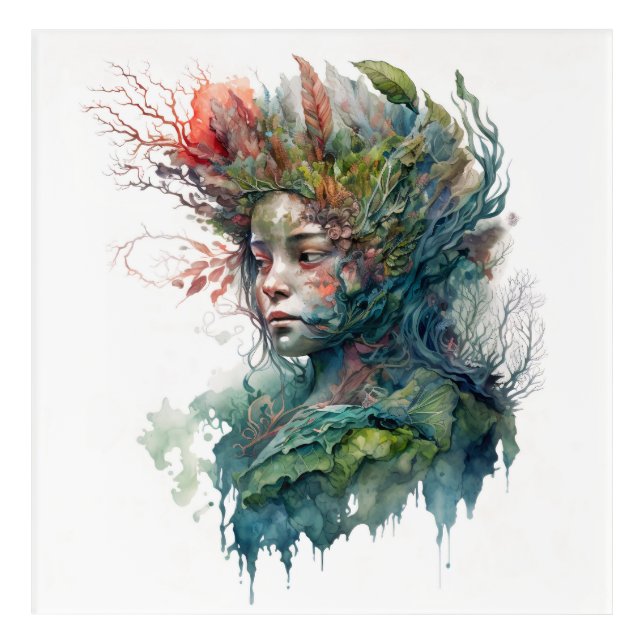 Mystic Queen of Water Painting Acrylic Print (Front)