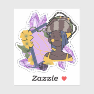 Mystic Raccoon Spirit and Violet Crystals Sticker