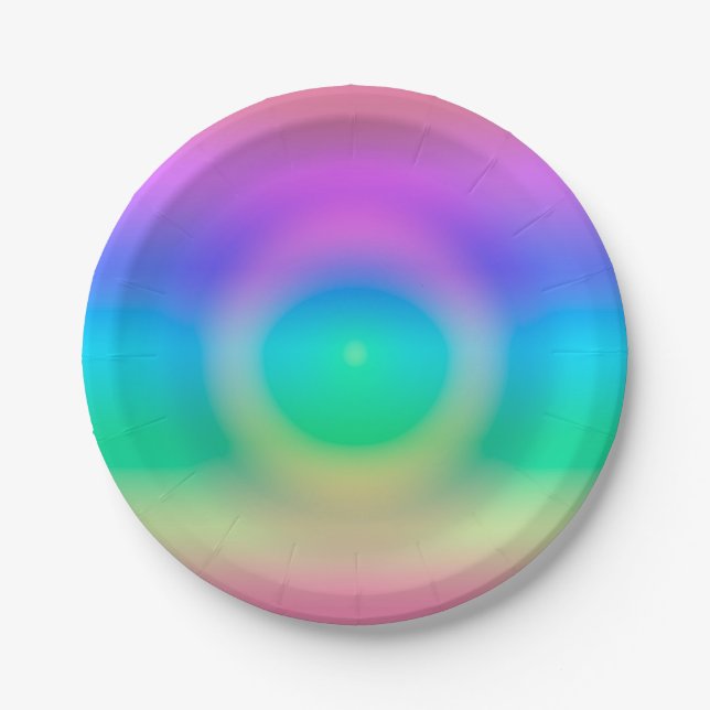 Mystic Rainbow Eye Ombre  Paper Plates (Front)