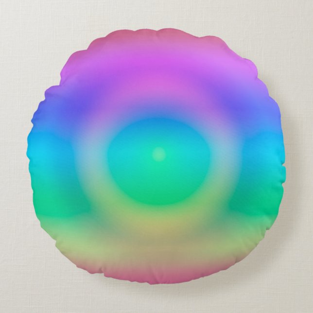 Mystic Rainbow Eye Ombre   Round Pillow (Front)