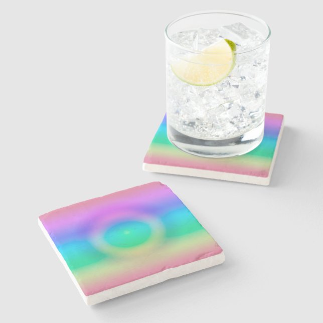 Mystic Rainbow Eye Ombre   Stone Coaster (Side)