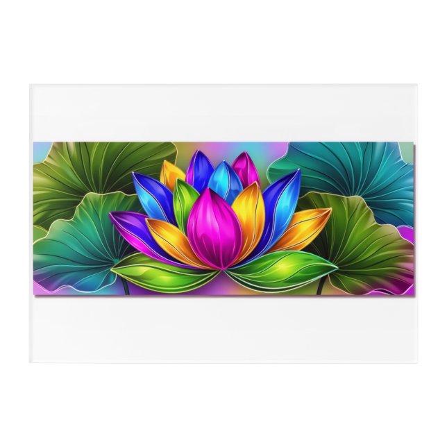 Mystic Rainbow Lotus – Sacred Bloom of Enlight. Acrylic Print (Front)