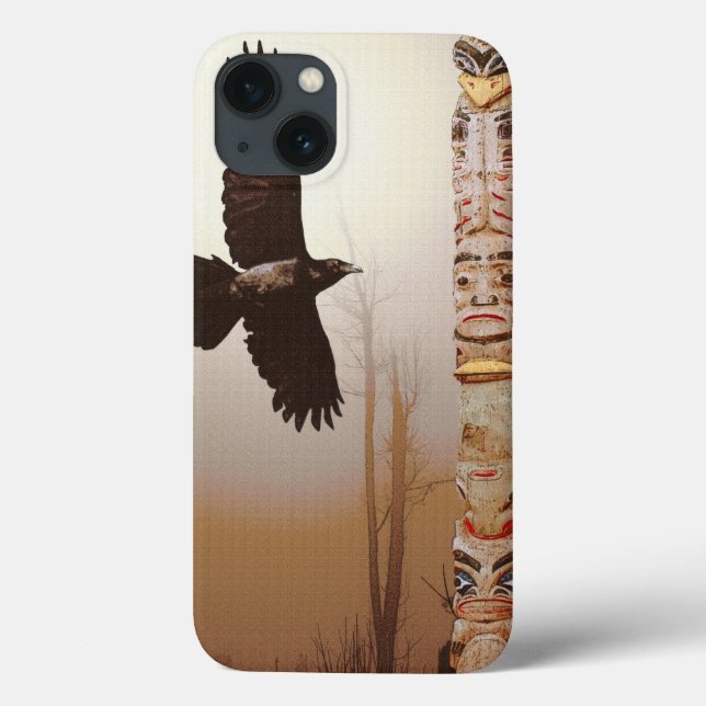 Mystic Raven & Haida Totem-Pole Crow-lover Art Case-Mate iPhone Case (Back)