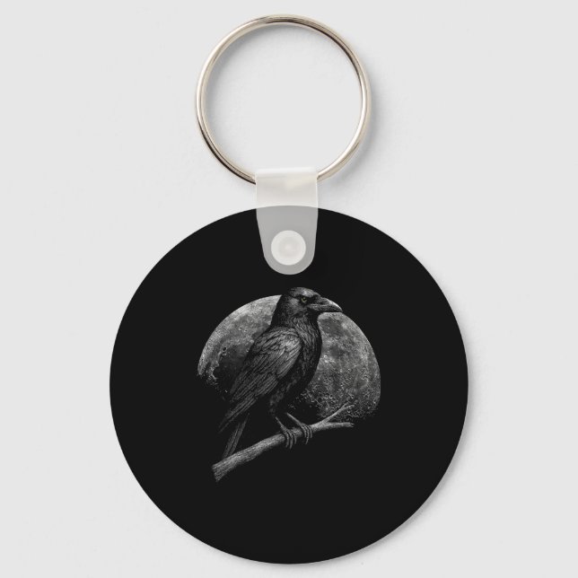 Mystic Raven Moon Dark Folklore Witchcraft Viking  Keychain (Front)