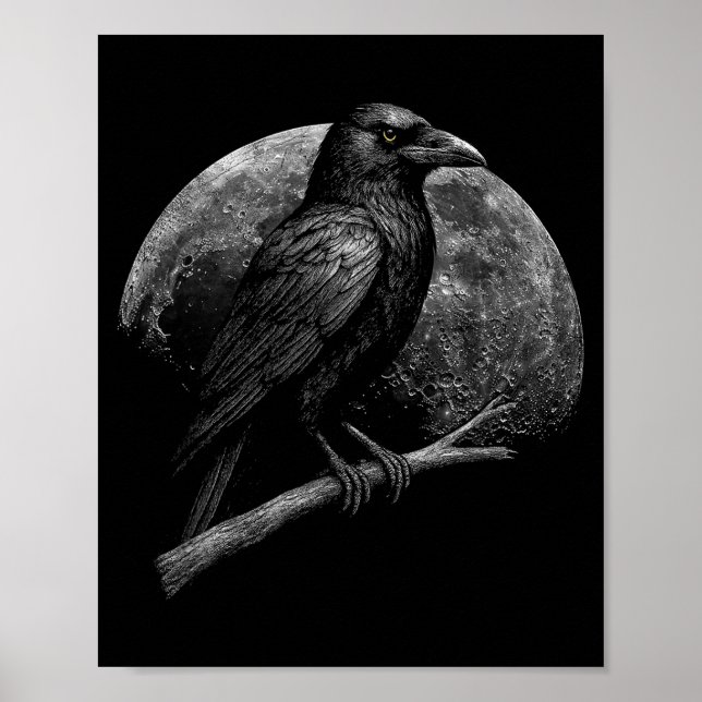 Mystic Raven Moon Dark Folklore Witchcraft Viking  Poster (Front)