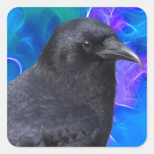 Mystic Raven Portrait Celtic Pagan Art Square Sticker
