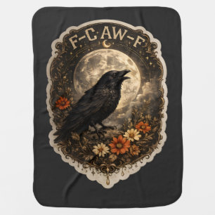 Mystic Raven Under Moon Dark Celestial Aesthetic Baby Blanket