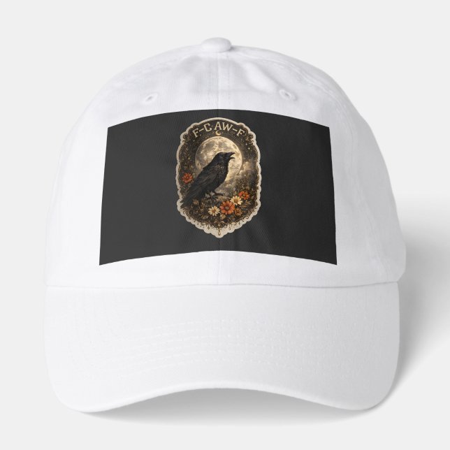 Mystic Raven Under Moon Dark Celestial Aesthetic Hat (Front)