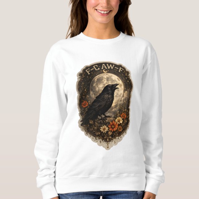 Mystic Raven Under Moon Dark Celestial Aesthetic Sweatshirt (Front)