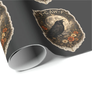 Mystic Raven Under Moon Dark Celestial Aesthetic Wrapping Paper