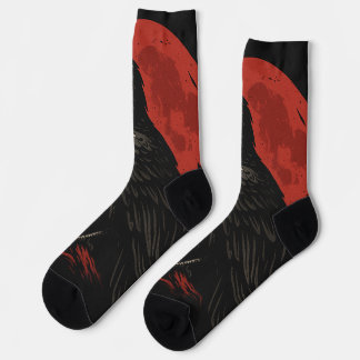 Mystic Raven Under the Blood Moon – Dark Fantasy Socks