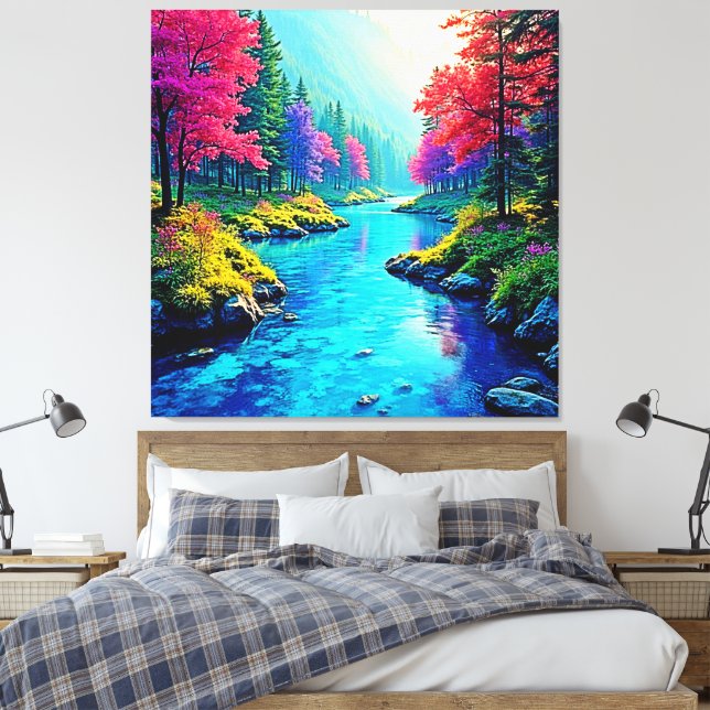Mystic River Dreamy Forest Path Design Canvas Print (Insitu(Bedroom))