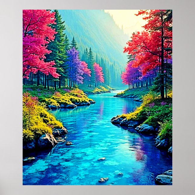 Mystic River Dreamy Forest Path Design Poster (Front)
