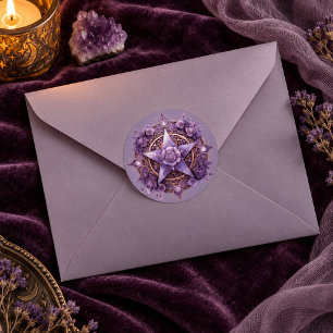 Mystic Rose Pentacle Sticker – Purple Witchy Seal