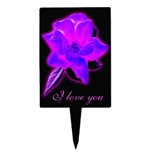 Mystic rose purple neon glow cake topper