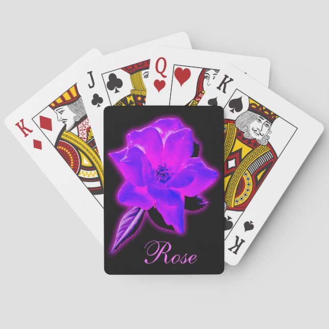 Mystic rose purple neon glow poker cards (Back)