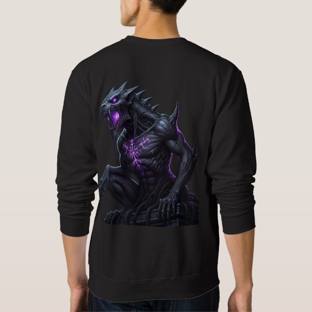 Mystic Rune Guardian: Dark Fantasy Beast Long Slee Sweatshirt (Back)
