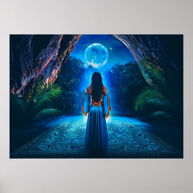Mystic scene at full moon night (AI) Poster (Front)