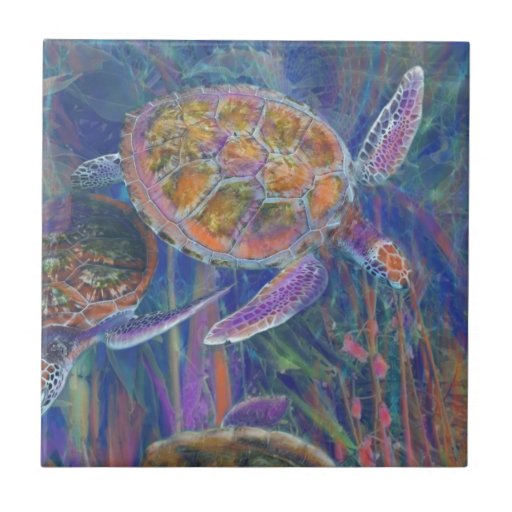 Mystic Sea Turtles Ceramic Tile | Zazzle