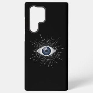 Mystic Silver & Blue Evil Eye Nazar Mati on Black Samsung Galaxy S22 Ultra Case