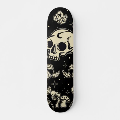 Mystic skull  mushroom skateboard