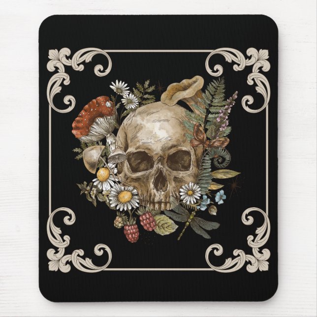 Mystic Skull Vintage Black Mouse Pad (Front)
